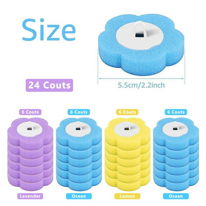 Brosse WC Jetable, Ensemble de Support de Manche pour Cuvette avec 2 RECHARGES DE 24 PIÈCES, Système de Nettoyage pour Salle de Bain
