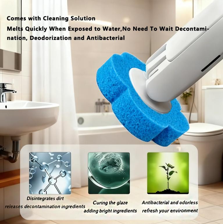 Brosse WC Jetable, Ensemble de Support de Manche pour Cuvette avec 2 RECHARGES DE 24 PIÈCES, Système de Nettoyage pour Salle de Bain