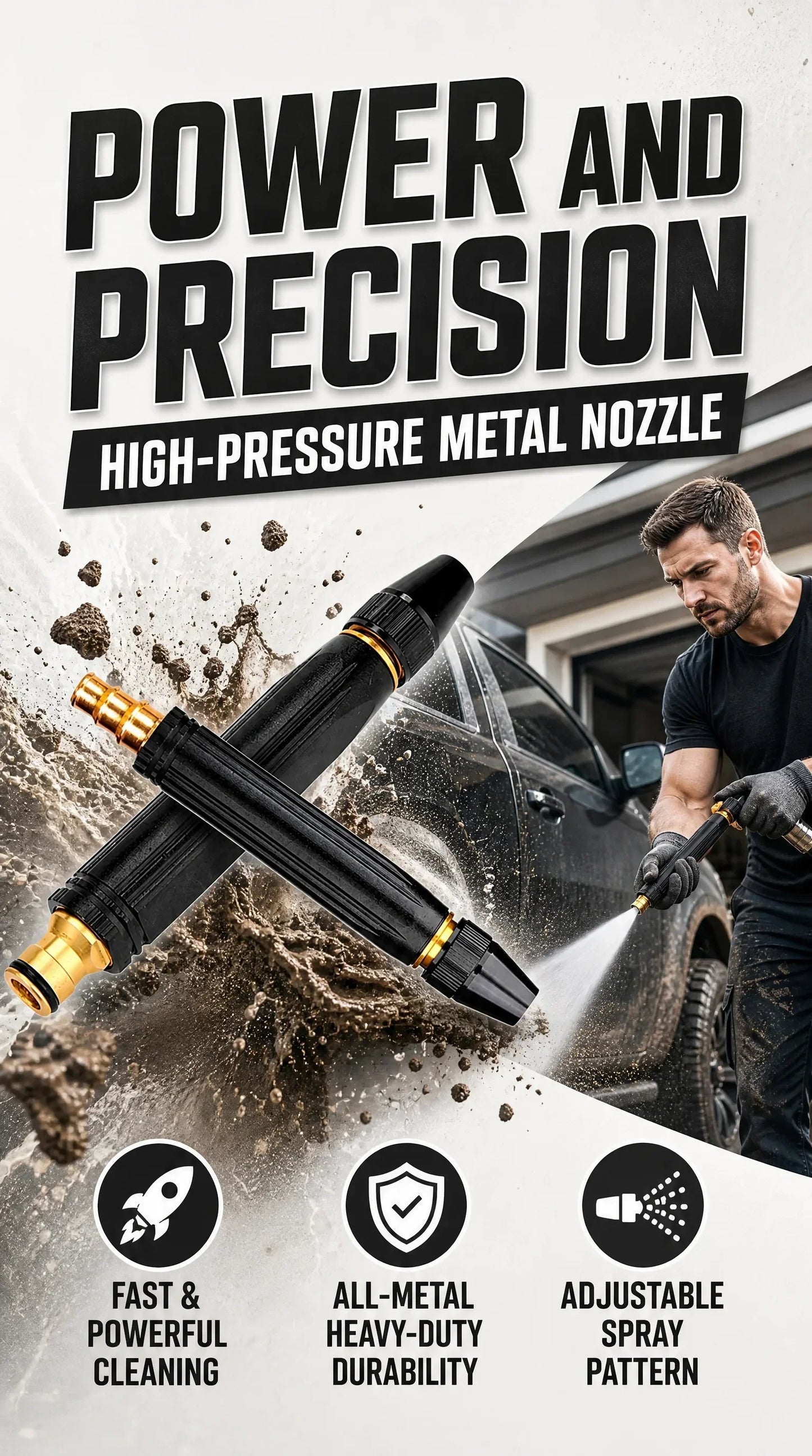 PowerJet Nozzle Pro™ - Pistolet de Lavage Haute Pression